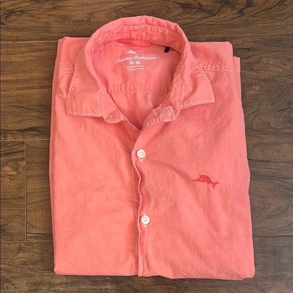 Tommy Bahama 100% Cotton Orange Casual Button Down Shirt - Picture 10 of 11